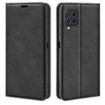 For Samsung Galaxy F22 Retro-skin Magnetic Suction Leather Case with Holder & Card Slots & Wallet(Black)