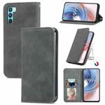 For OPPO  K9 Pro Retro Skin Feel Magnetic Horizontal Flip Leather Case with Holder & Card Slots & Wallet & Photo Frame(Gray)