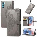 For OPPO  K9 Pro Mandala Flower Embossed Horizontal Flip Leather Case with Holder & Card Slots & Wallet & Lanyard(Gray)