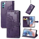 For OPPO  K9 Pro Mandala Flower Embossed Horizontal Flip Leather Case with Holder & Card Slots & Wallet & Lanyard(Purple)