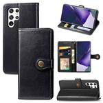 For Samsung Galaxy S22 Ultra 5G Solid Color Leather Buckle Phone Case(Black)