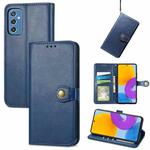 For Samsung Galaxy M52 5G Solid Color Leather Buckle Phone Case(Blue)