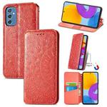 For Samsung Galaxy M52 5G Blooming Mandala Embossed Magnetic Horizontal Flip Leather Case with Holder & Card Slots & Wallet(Red)