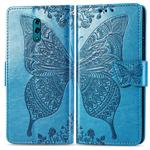 Butterfly Love Flowers Embossing Horizontal Flip Leather Case for OPPO Reno, with Holder & Card Slots & Wallet & Lanyard(Blue)