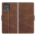 For Motorola Edge 20 lite 5G Dual-side Magnetic Buckle Horizontal Flip Phone Leather Case with Holder & Card Slots & Wallet(Brown)