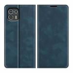 For Motorola Edge 20 lite Retro-skin Business Magnetic Suction Phone Leather Case with Holder & Card Slots & Wallet(Dark Blue)