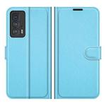 For Motorola Edge 20 Pro 5G Litchi Texture Horizontal Flip Phone Protective Case with Holder & Card Slots & Wallet(Blue)