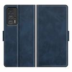 For Motorola Edge 20 Pro 5G Dual-side Magnetic Buckle Horizontal Flip Phone Leather Case with Holder & Card Slots & Wallet(Dark Blue)