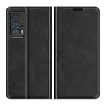 For Motorola Edge 20 Pro Retro-skin Business Magnetic Suction Phone Leather Case with Holder & Card Slots & Wallet(Black)