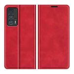 For Motorola Edge 20 Pro Retro-skin Business Magnetic Suction Phone Leather Case with Holder & Card Slots & Wallet(Red)
