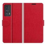 For Motorola Edge 20 Pro R64 Texture Single Horizontal Flip Phone Protective Case with Holder & Card Slots & Wallet& Photo Frame(Red)
