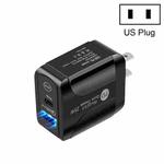 PD25W USB-C / Type-C + QC3.0 USB Dual Ports Fast Charger, US Plug(Black)