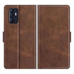 For OPPO Reno6 4G Dual-side Magnetic Buckle Horizontal Flip Leather Case with Holder & Card Slots & Wallet(Brown)