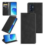 Retro-skin Magnetic Suction Leather Phone Case For OPPO Reno6 4G(Black)
