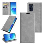 Retro-skin Magnetic Suction Leather Phone Case For OPPO Reno6 4G(Grey)