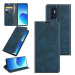 Retro-skin Magnetic Suction Leather Phone Case For OPPO Reno6 4G(Dark Blue)