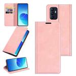 Retro-skin Magnetic Suction Leather Phone Case For OPPO Reno6 4G(Pink)