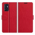 For OPPO Reno6 4G R64 Texture Horizontal Flip Protective Case with Holder & Card Slots & Wallet& Photo Frame(Red)