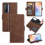 For vivo X70 Dual-side Magnetic Buckle Flip Leather Phone Case(Brown)