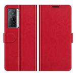 For vivo X70 Pro R64 Texture Horizontal Flip Protective Case with Holder & Card Slots & Wallet& Photo Frame(Red)
