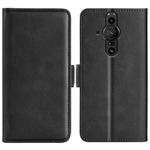 For Sony Xperia Pro-I Dual-side Magnetic Buckle Horizontal Flip Phone Leather Case with Holder & Card Slots & Wallet(Black)