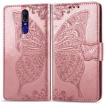 Butterfly Love Flowers Embossing Horizontal Flip Leather Case for OPPO F11, with Holder & Card Slots & Wallet & Lanyard(Rose gold)