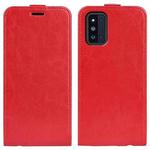For Samsung Galaxy F52 5G R64 Texture Vertical Flip Leather Case with Card Slots & Photo Frame(Red)