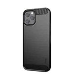 For iPhone 12 / 12 Pro MOF Gentleness Series Brushed Texture Carbon Fiber Soft TPU Case(Black)