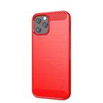 For iPhone 12 / 12 Pro MOF Gentleness Series Brushed Texture Carbon Fiber Soft TPU Case(Red)