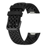 For Fitbit Charge 5 Monochromatic Breathable Silicone Watch Band(Black)