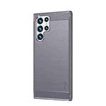 For Samsung Galaxy S22 Ultra 5G MOFI Gentleness Series Brushed Texture Carbon Fiber Soft TPU Case(Gray)
