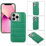 For iPhone 13 Thick Down Jacket Soft PU Phone Case (Dark Green)