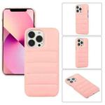 For iPhone 13 Thick Down Jacket Soft PU Phone Case (Pink)