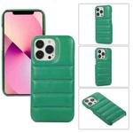 Thick Down Jacket Soft PU Phone Case For iPhone 13 Pro (Dark Green)