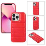 Thick Down Jacket Soft PU Phone Case For iPhone 13 Pro (Red)