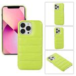 Thick Down Jacket Soft PU Phone Case For iPhone 13 Pro (Light Green)