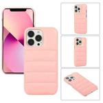 Thick Down Jacket Soft PU Phone Case For iPhone 13 Pro (Pink)