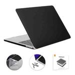 ENKAY Hat-Prince 3 in 1 Matte Laptop Protective Case + TPU Keyboard Film + Anti-dust Plugs Set for MacBook Pro 14.2 inch A2442 2021/A2779 2023, Version:EU Version(Black)