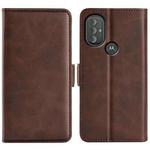 For Motorola Moto G Power 2022 Dual-side Magnetic Buckle Horizontal Flip Leather Case with Holder & Card Slots & Wallet(Brown)