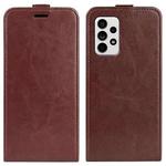 For Samsung Galaxy A33 5G R64 Texture Vertical Flip Leather Case with Card Slots & Photo Frame(Brown)
