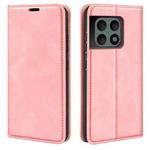 For OnePlus 10 Pro 5G Retro-skin Magnetic Suction Phone Leather Case with Holder & Card Slots & Wallet(Pink)
