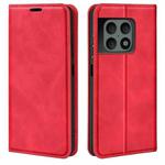 For OnePlus 10 Pro 5G Retro-skin Magnetic Suction Phone Leather Case with Holder & Card Slots & Wallet(Red)