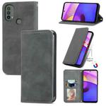 For Motorola Moto E40 Retro Skin Feel Magnetic Horizontal Flip Leather Case(Grey)