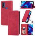 For Motorola Moto G Pure Retro Skin Feel Magnetic Horizontal Flip Leather Case(Red)