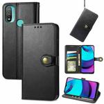 For Motorola Moto E20 Retro Solid Color Buckle Leather Phone Case(Black)
