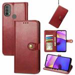 For Motorola Moto E40 Retro Solid Color Buckle Leather Phone Case(Red)