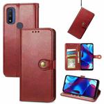 For Motorola Moto G Pure Retro Solid Color Buckle Leather Phone Case(Red)