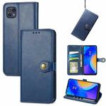 For Motorola Moto G50 5G Retro Solid Color Buckle Leather Phone Case(Blue)