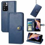 For Xiaomi Redmi Note 11 Pro / 11 Pro+ Retro Solid Color Buckle Leather Phone Case(Blue)