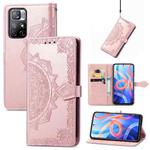 Mandala Flower Embossed Flip Leather Phone Case For Xiaomi Redmi Note 11(Rose Gold)